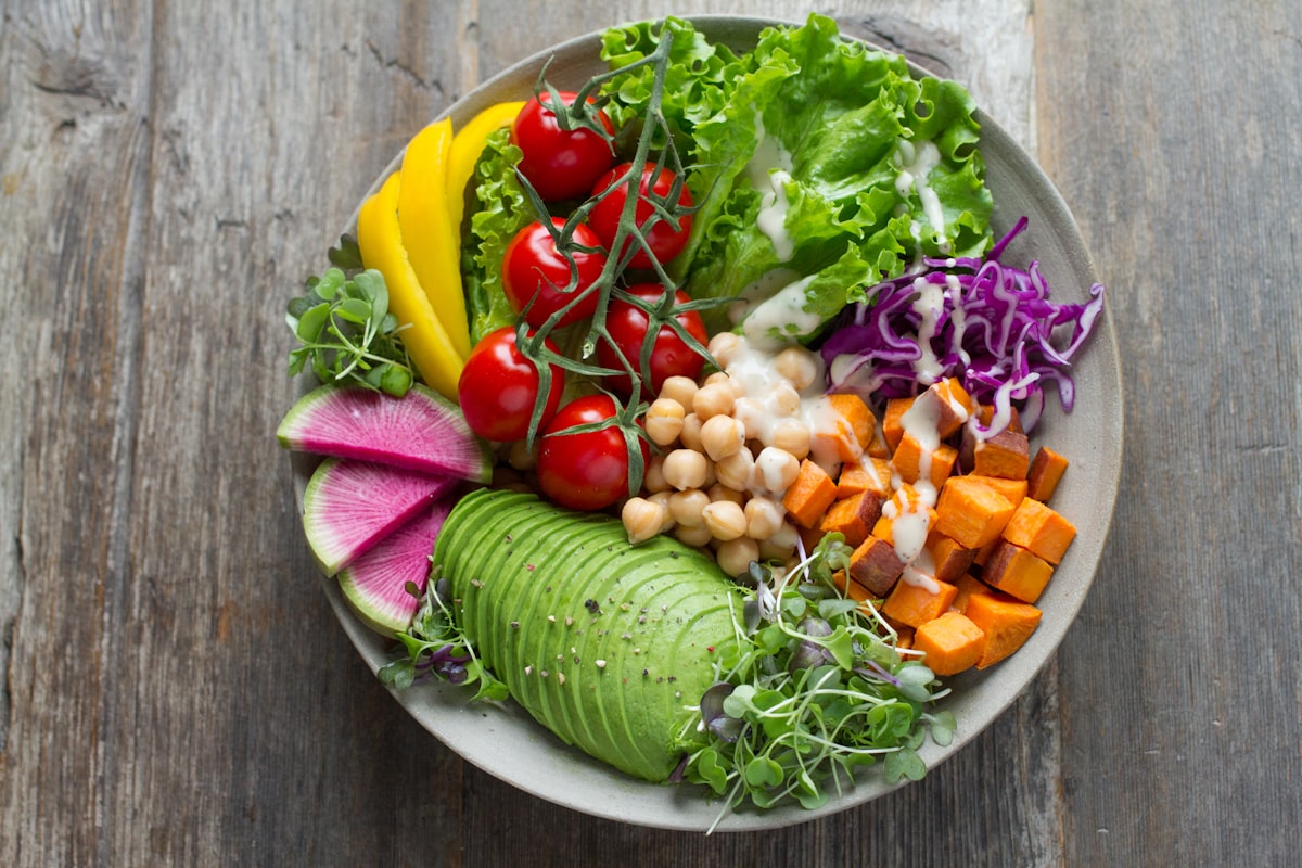 Colourful fresh salad bowl